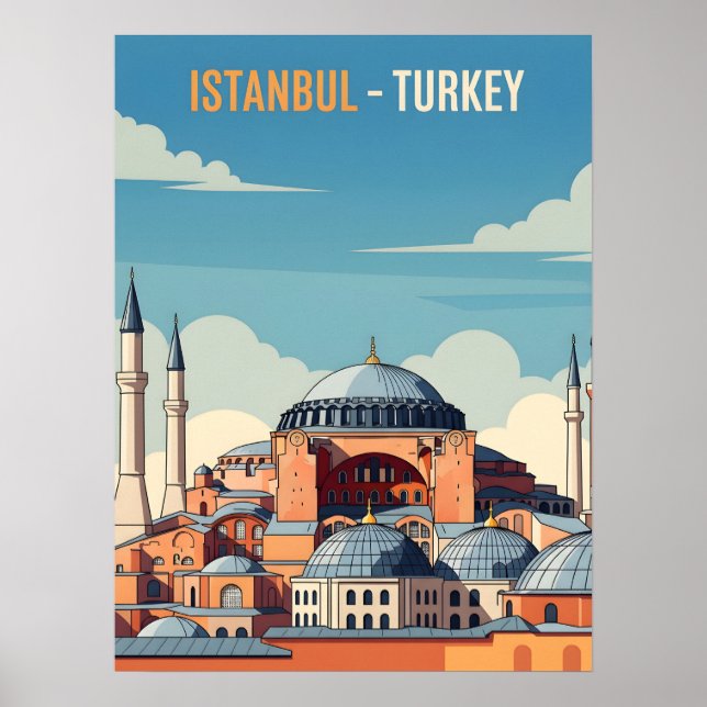 Poster Istanbul Turkey with hagia Sophia and minarets (Frente)
