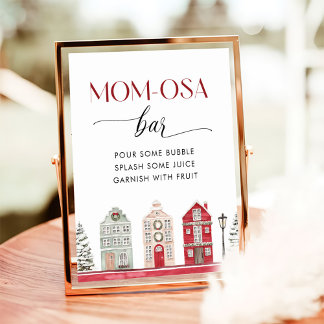 Poster It Takes a Village Winter Baby Shower Mom-osa Bar