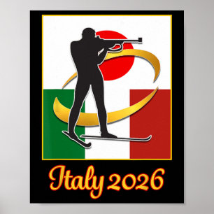 Poster Itália 2026 Biathlon Japan Flags 2026 Winter