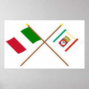 Poster Italia e bandeiras cruzadas Puglia