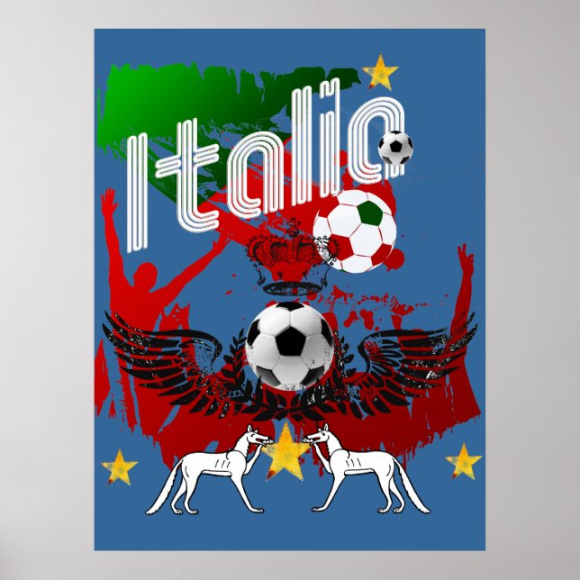 Poster Italia fã calcio Azzurri Itália fã esportiva (Frente)