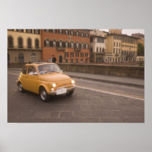 Pôster Itália, Florença. Fiat 800 Rally atravessa Arno