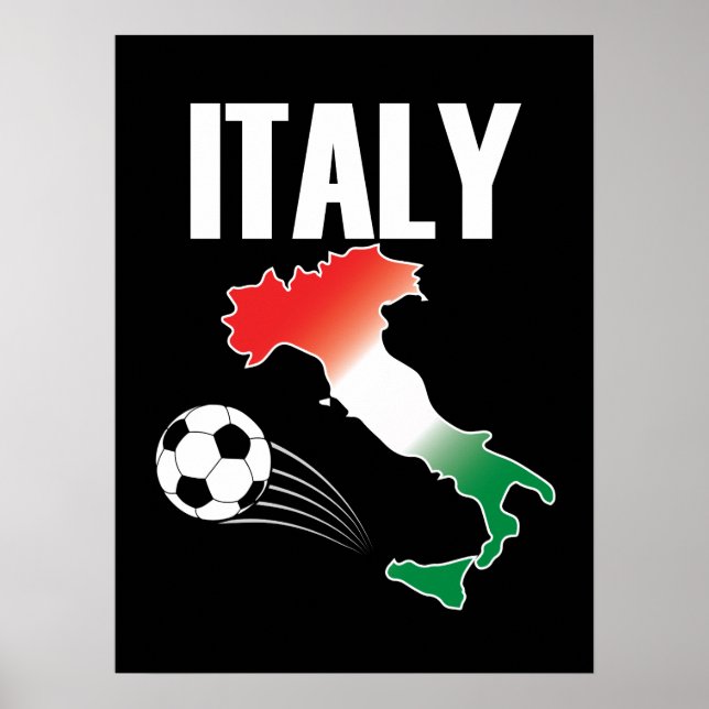 Poster Itália Futebol Fan Map Boot Futebol Ball (Frente)