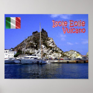 Poster Itália - Ilhas Eolianas - Vulcão - Porto -