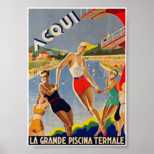 Poster Itália Impressão, Piscina, Viagens vintage Retro
