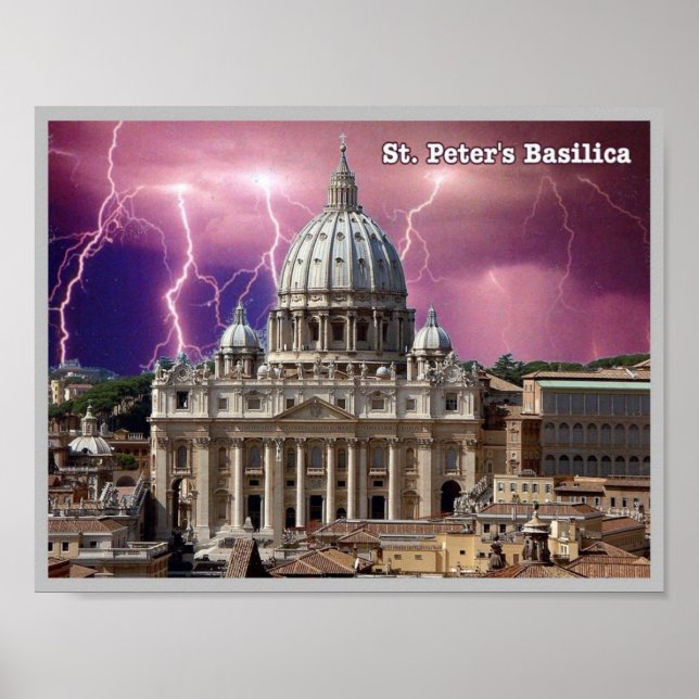 Poster Itália - Lácio - Roma - Rua. Basilica de Peter (Frente)