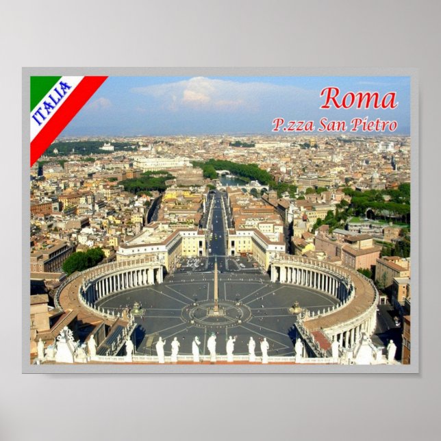 Poster Itália - Lácio - Roma - Rua. Praça de Peter - (Frente)