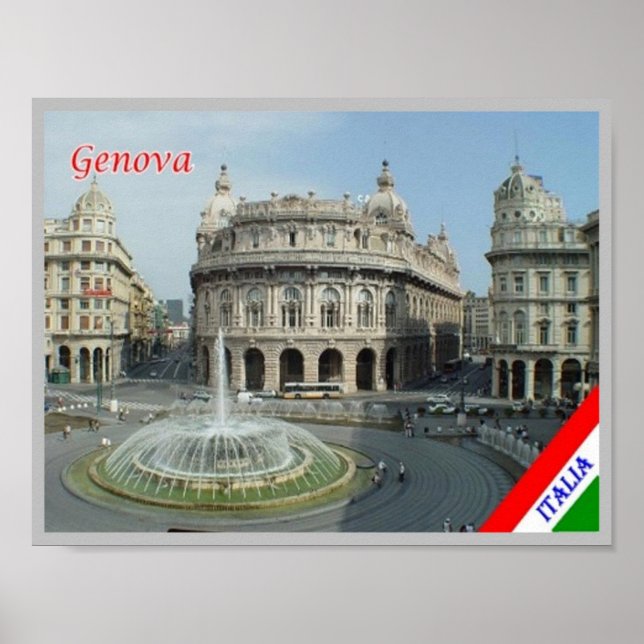 Poster Itália - Ligúria - Génova - Piazza Ferrari - (Frente)