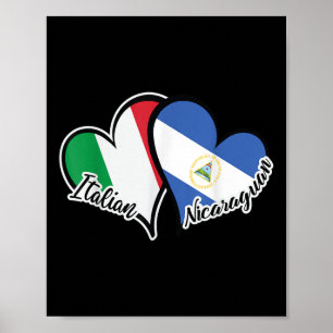 Poster Itália Nicarágua Sinalizador Coração Metade Italia