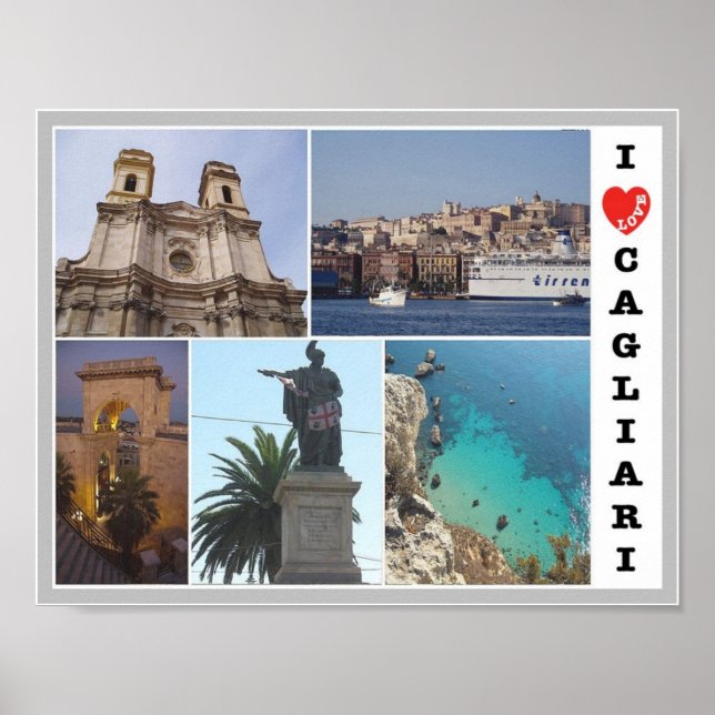 Poster Itália - Sardenha - Cagliari - Eu Amo (Frente)