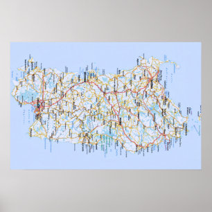 Poster Itália - Sardenha - Mapa da Sardenha -