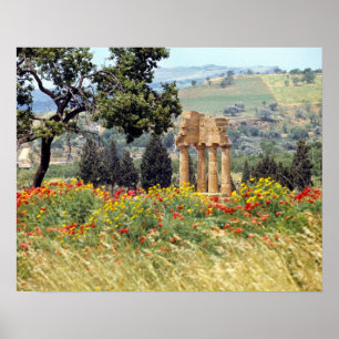 Pôster Itália, Sicília, Agrigento. As ruínas da