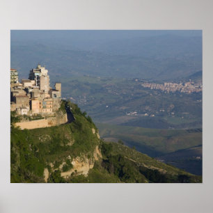 Pôster Itália, Sicília, Enna, Cidade de Rocca di