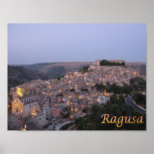 Poster Itália - Sicília - Ragusa - Vista Noturna -
