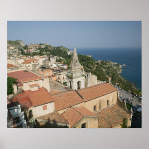 Pôster ITÁLIA, Sicília, TAORMINA: Vista para a Piazza IX