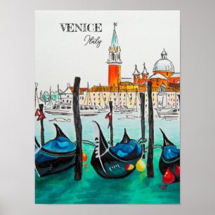 Poster Itália Viagem - Souvenir de aquarela VENICE