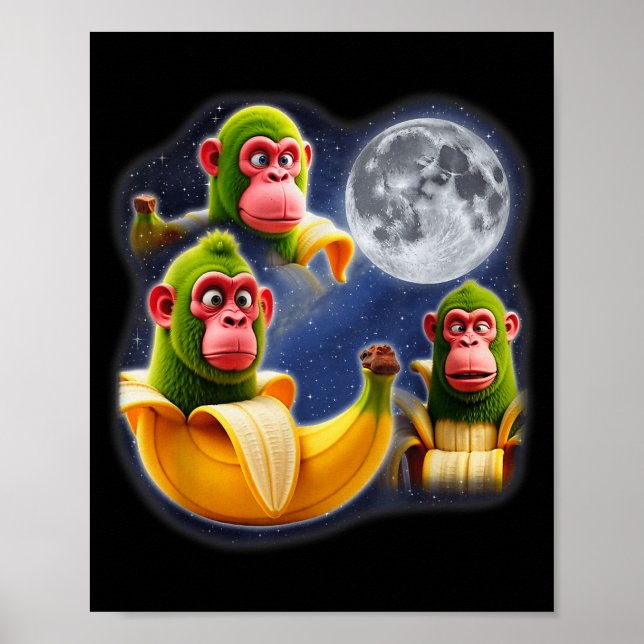 Poster Italian Brainrot Chimpanzini Bananini 3 Lua Estran (Frente)