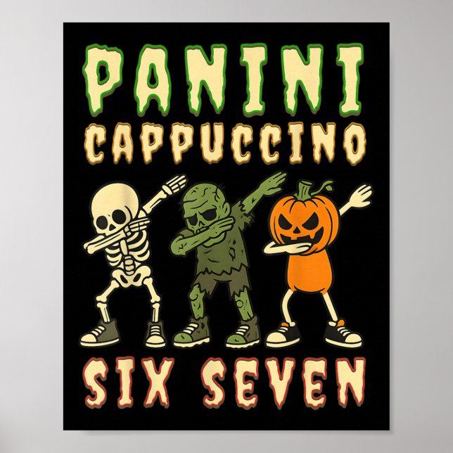 Poster Italian Brainrot Halloween Panini Cappuccino Six S (Frente)