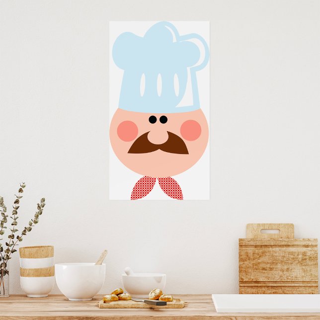 Poster Italian Chef Face with Mustache and Hat (Criador carregado)