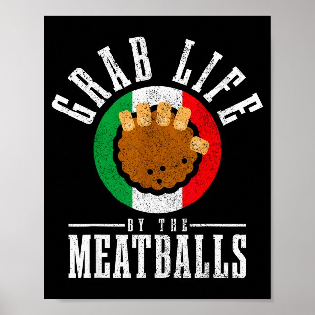 Poster Italian Chef Grab Life By The Meat Funny Italy Ita (Frente)