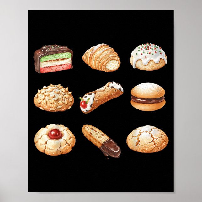 Poster Italian Christmas Cookie Xmas Holiday Men Women Ki (Frente)