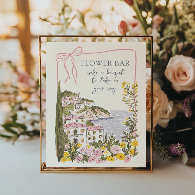 Poster Italian Coast Bridal Shower Flower Bar (Criador carregado)