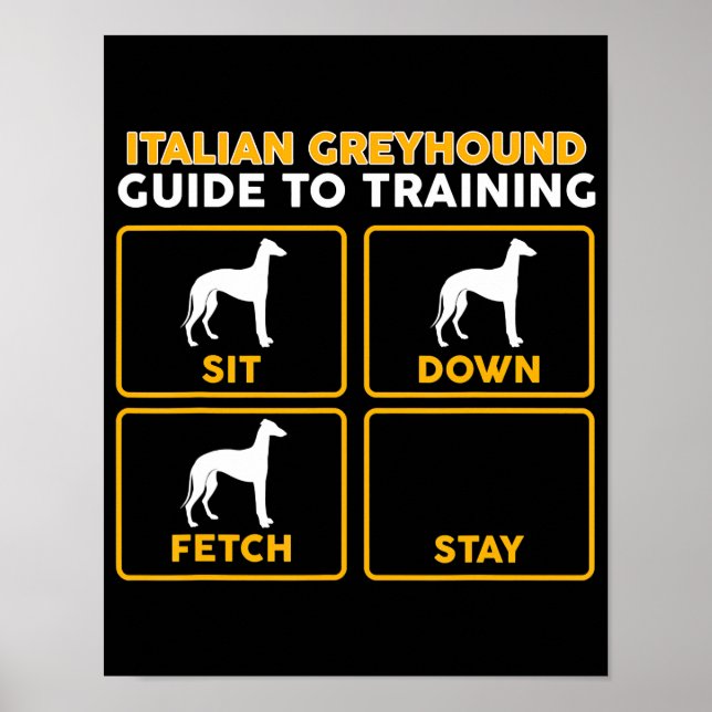 Poster italian greyhound  funny guide to training (Frente)