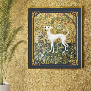 Poster Italian Greyhound ou Whippet no Jardim Renascentis