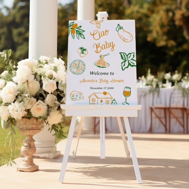 Poster Italian Lemon Ciao Baby Pasta & Pizza Baby Shower (Criador carregado)