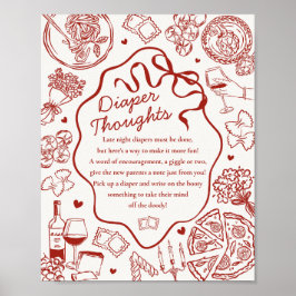 Poster Italian Pasta Baby Shower Diaper Thoughts Game