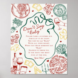 Poster Italian Pasta Baby Shower Dont Say Baby Game
