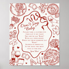 Poster Italian Pasta Baby Shower Dont Say Baby Game