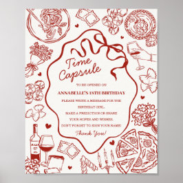 Poster Italian Pasta Baby Shower Time Capsule Game