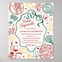 Poster Italian Pasta Baby Shower Time Capsule Game