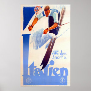 Poster ITALIEN WINTER SPORT por ENIT Itália Viagem Turis