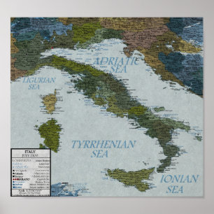 Poster Italy - 100 m Sea Level Rise