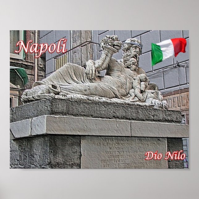 Poster Italy - Campania - Naples - Nile God Statue - (Frente)