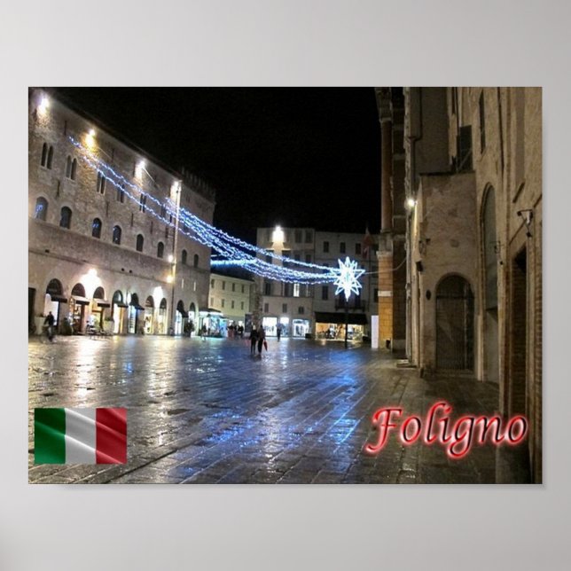 Poster Italy - Umbria - Foligno - Republic square - (Frente)