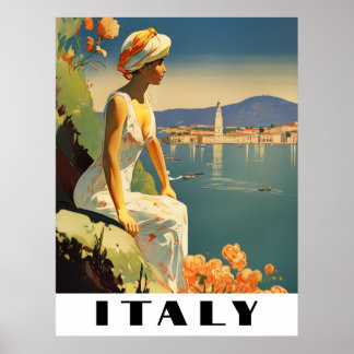 Poster Italy Vintage Travel Romantic Mediterranean