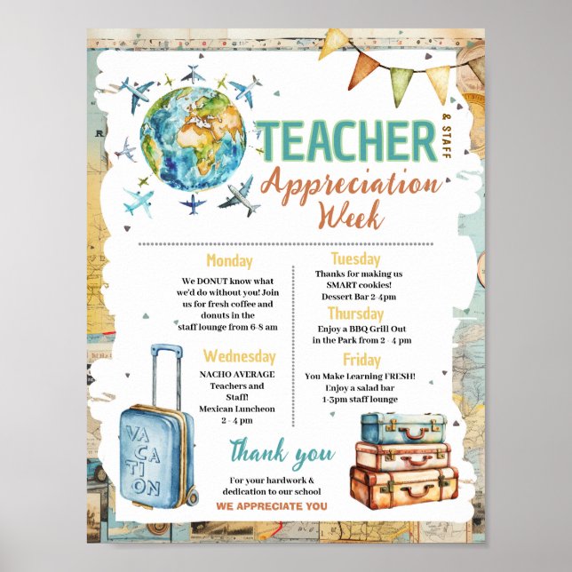 Poster Itinerário da Semana de Apreciação do Professor de (Frente)