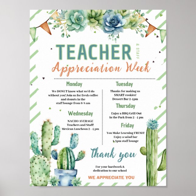 Poster Itinerário da Semana de Apreciação dos Professores (Frente)