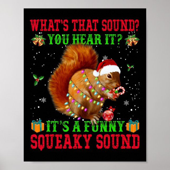 Poster It's A Fun Squeaky Sound Christmas Squirrel  (Frente)