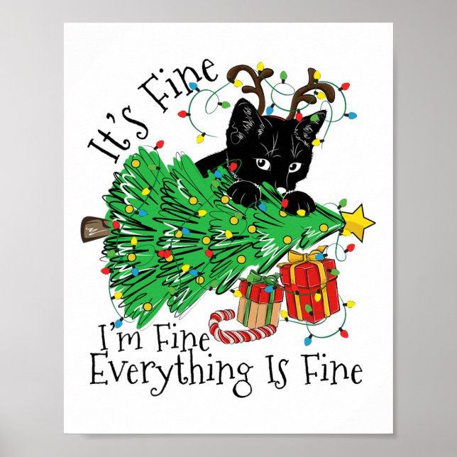 Poster It's Fine I'm Fine Everything Is Fine Fun Christma (Frente)