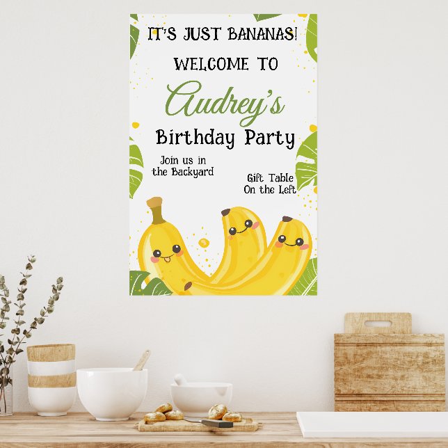 Poster It's Just Bananas Any Age Birthday Party (Cozinha)