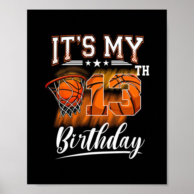 Poster It's My 13th Birthday Sketll Theme 13 Years Old Bi (Frente)