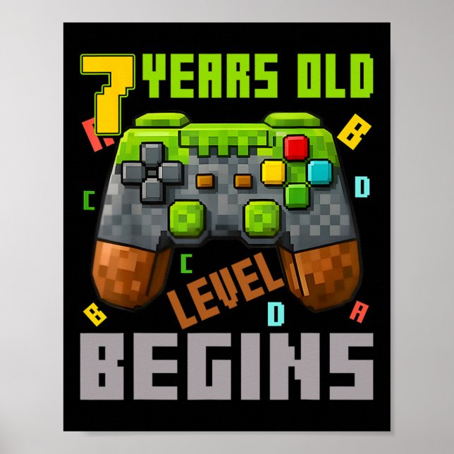 Poster It's My 7th Birthday Pixel Gaming Controller 7 Yea (Frente)