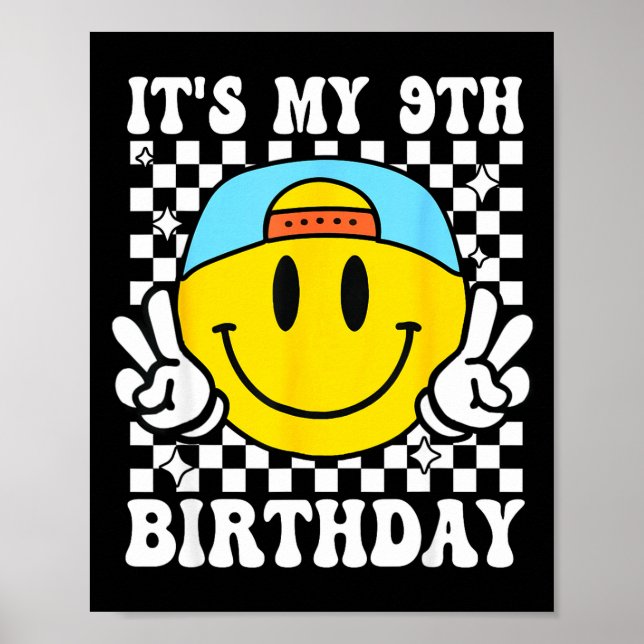 Poster It's My 9th Birthday 9 Years Old Boys Bruh I'm 9 N (Frente)