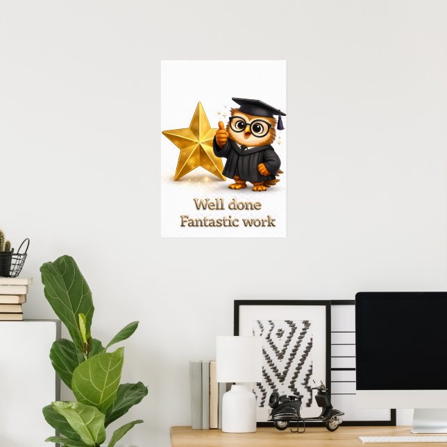 Poster It's official well done gold star achievement post (Escritório em casa)