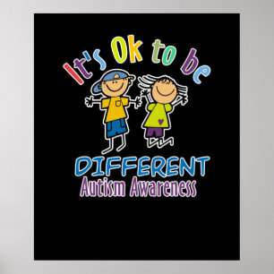 Poster It's Ok to be different Autism Awareness Month