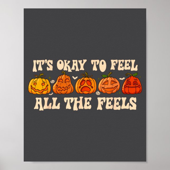 Poster It's Okay To Feel Mental Health Fall Pumpkin Hallo (Frente)